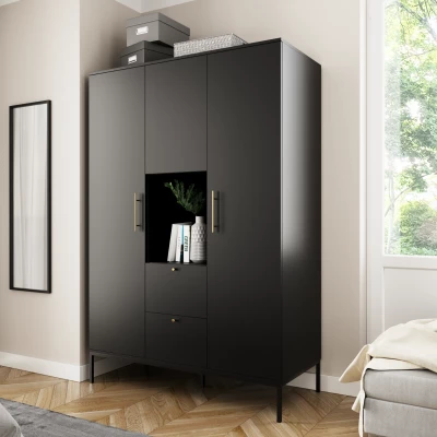 Kombinierter Kleiderschrank 135 cm CYPBELINE - schwarz