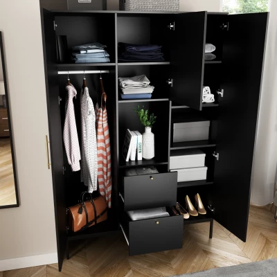 Kombinierter Kleiderschrank 135 cm CYPBELINE - schwarz