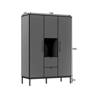 Kombinierter Kleiderschrank 135 cm CYPBELINE - schwarz