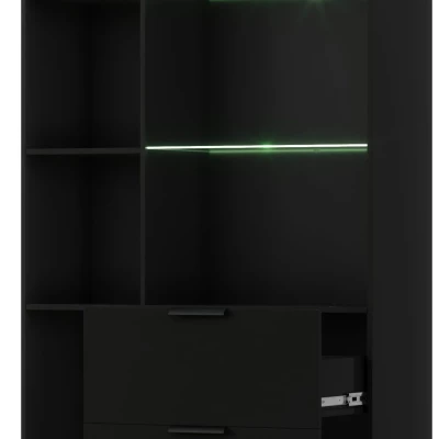 Vitrine mit Glastüren PHAEDRA – Schwarz / Eiche Artisan