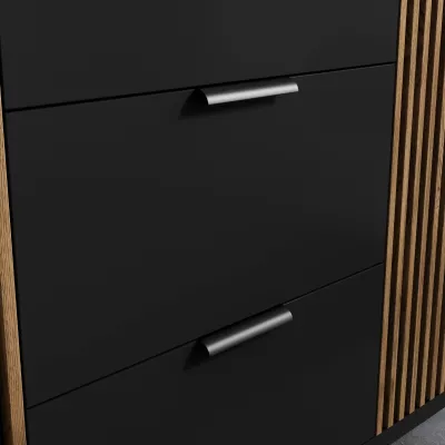 Großer Kleiderschrank 185 cm PHAEDRA – schwarz / Eiche handwerklich