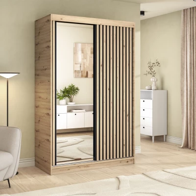 Kleiderschrank mit Schiebetüren 120 cm ZORIANA – Eiche, handgefertigt