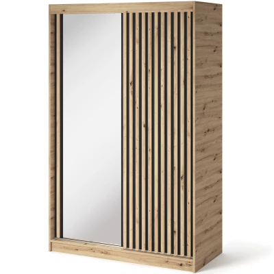 Kleiderschrank mit Schiebetüren 120 cm ZORIANA – Eiche, handgefertigt