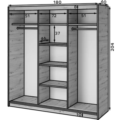 Kleiderschrank mit Schiebetüren 180 cm ZORIANA - Eichenholz