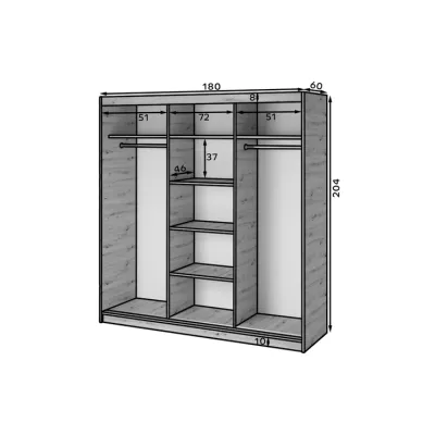 Kleiderschrank mit Schiebetüren 180 cm ZORIANA - Eichenholz