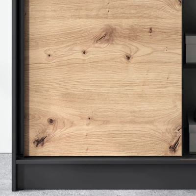 Kleiderschrank mit Schiebetüren 120 cm OLIVIERA - schwarz / Eiche handwerklich