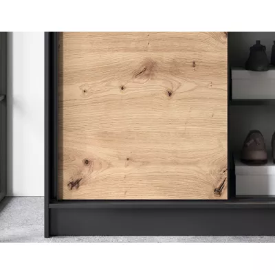 Kleiderschrank mit Schiebetüren 120 cm OLIVIERA - schwarz / Eiche handwerklich