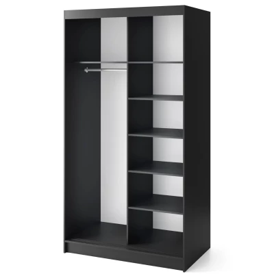 Kleiderschrank mit Schiebetüren 120 cm OLIVIERA - schwarz / Eiche handwerklich