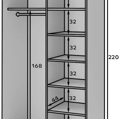 Kleiderschrank mit Schiebetüren 120 cm OLIVIERA - schwarz / Eiche handwerklich