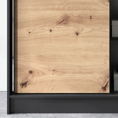 Kleiderschrank mit Schiebetüren und Spiegel, 120 cm, OLIVIERA – schwarz/Eiche handwerklich.