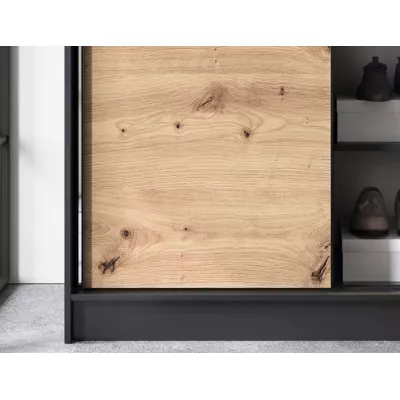 Kleiderschrank mit Schiebetüren und Spiegel, 120 cm, OLIVIERA – schwarz/Eiche handwerklich.