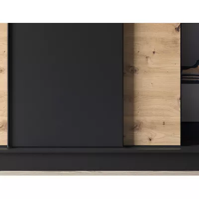 Kleiderschrank mit Schiebetüren 180 cm OLIVIERA - schwarz / Eiche handwerklich