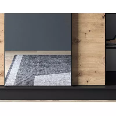 Kleiderschrank mit Schiebetüren und Spiegel, 180 cm, OLIVIERA – schwarz/Eiche handwerklich.