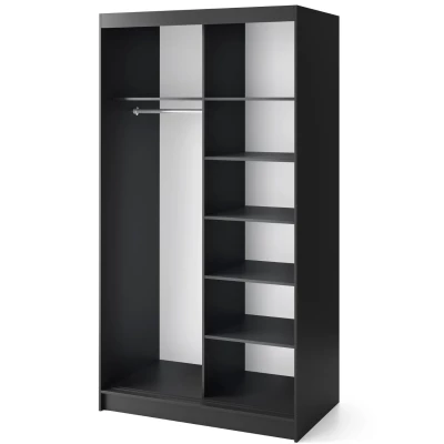Kleiderschrank mit Schiebetüren 120 cm VALORA – schwarz/karamellfarbene Eiche