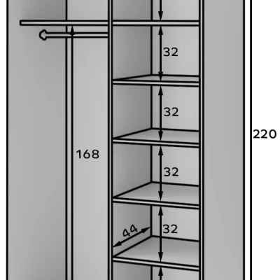 Kleiderschrank mit Spiegel und Schiebetüren 120 cm VALORA – schwarz/karamellfarbene Eiche