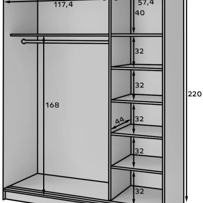 Kleiderschrank mit Schiebetüren 180 cm VALORA - schwarz / karamellfarbene Eiche