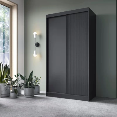 Kleiderschrank mit Schiebetüren 120 cm CALYPTRA - schwarz