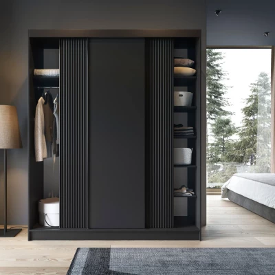 Kleiderschrank mit Schiebetüren 180 cm CALYPTRA - schwarz