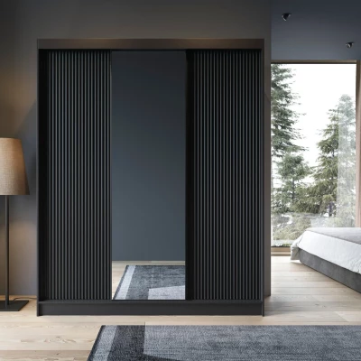 Spiegelschrank mit Schiebetüren, 180 cm, CALYPTRA – schwarz
