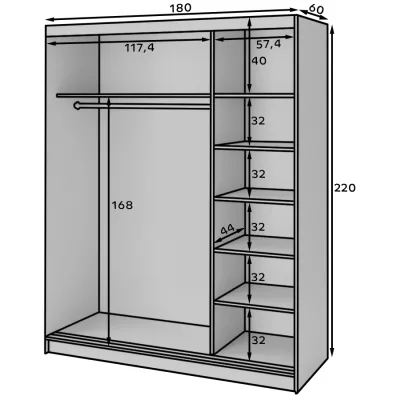 Spiegelschrank mit Schiebetüren, 180 cm, CALYPTRA – schwarz