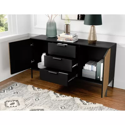 Kombinierte Kommode PHAEDRA – Schwarz / Eiche Artisan