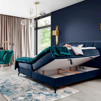 Kontinentales Bett mit Stauraum 180x200 MODRIVA - hellblau