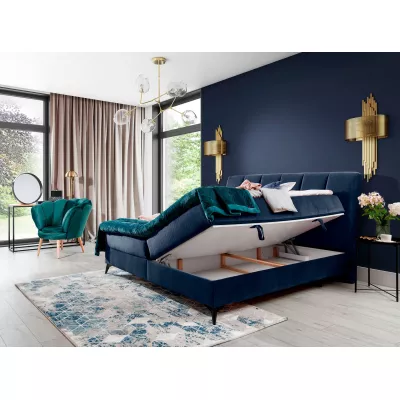 Kontinentales Bett mit Stauraum 180x200 MODRIVA - hellblau