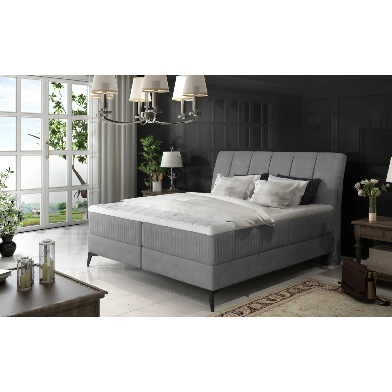 Kontinentales Bett mit Stauraum 180x200 MODRIVA - grau 2