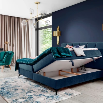 Kontinentales Bett mit Stauraum 180x200 MODRIVA - dunkelblau