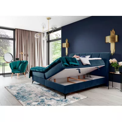 Kontinentales Bett mit Stauraum 180x200 MODRIVA - dunkelblau