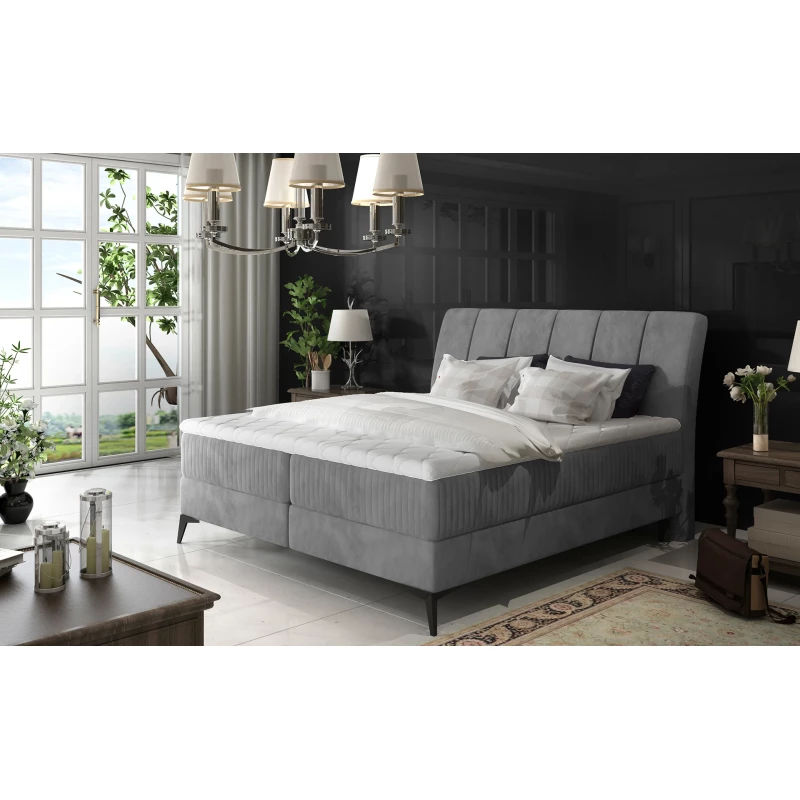 Kontinentales Bett mit Stauraum 180x200 MODRIVA - Dunkelgrau