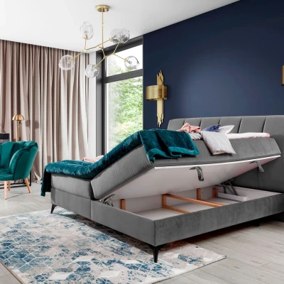 Kontinentales Bett mit Stauraum 180x200 MODRIVA - Dunkelgrau