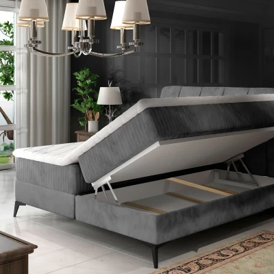 Kontinentales Bett mit Stauraum 180x200 MODRIVA - hellgrau