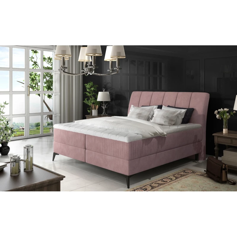 Kontinentales Bett mit Stauraum 180x200 MODRIVA - hellrosa