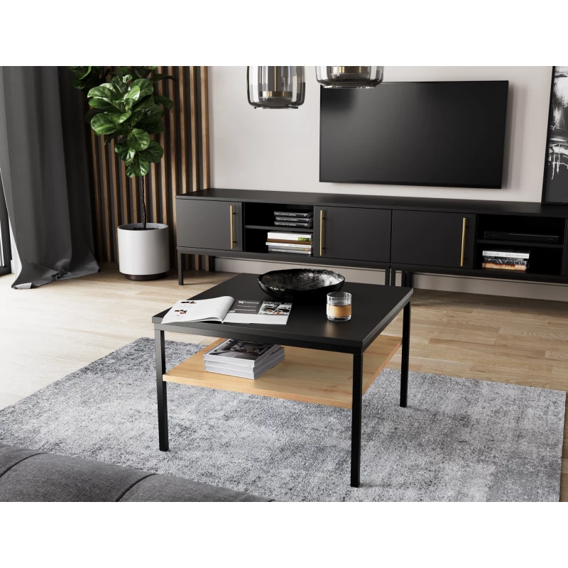 CYPBELINE Couchtisch – Schwarz / Eiche (handwerklich)