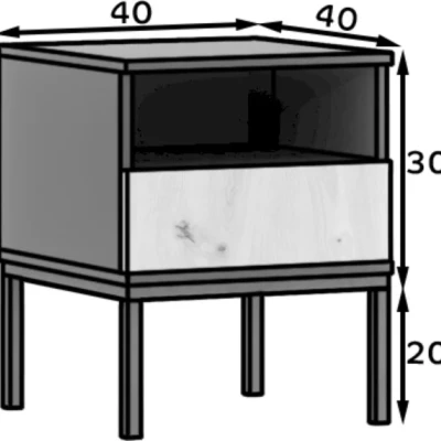 CYPBELINE Nachttisch – Schwarz / Eiche (Artisan)
