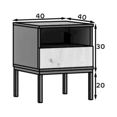 CYPBELINE Nachttisch – Schwarz / Eiche (Artisan)