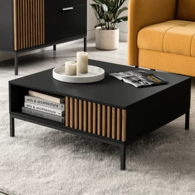 PHAEDRA Couchtisch – Schwarz / Eiche (handwerklich)