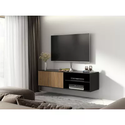 PHAEDRA Hänge-TV-Ständer – Schwarz / Eiche (Artisan)