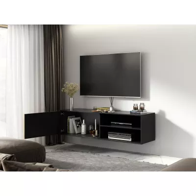 PHAEDRA Hänge-TV-Ständer – Schwarz / Eiche (Artisan)