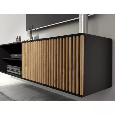 PHAEDRA Hänge-TV-Ständer – Schwarz / Eiche (Artisan)