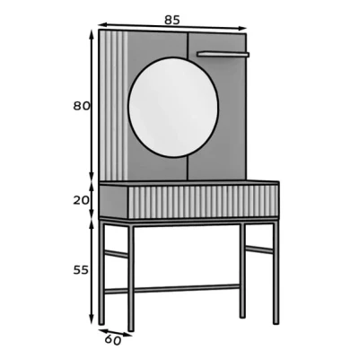 Schminktisch PHAEDRA – Schwarz / Eiche (Artisan)