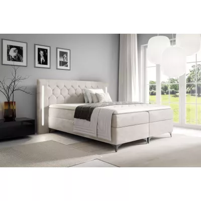 Hochbett ELIANE 120x220 mit LED-Beleuchtung – Beige + GRATIS Matratzenauflage
