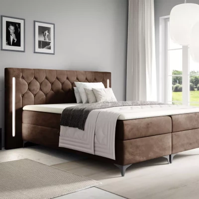 Hochbett ELIANE 120x220 mit LED-Beleuchtung – braun + GRATIS Matratzenauflage