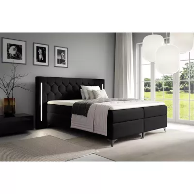 Hochbett ELIANE 120x220 mit LED-Beleuchtung – Schwarz + GRATIS Matratzenauflage