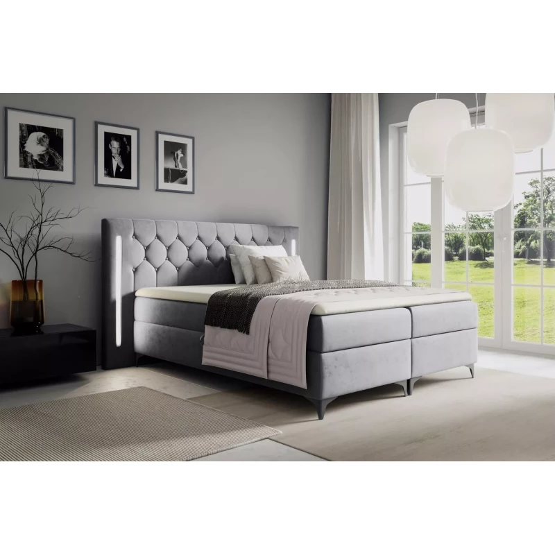 Hochbett ELIANE 120x220 mit LED-Beleuchtung – Grau + GRATIS Matratzenauflage