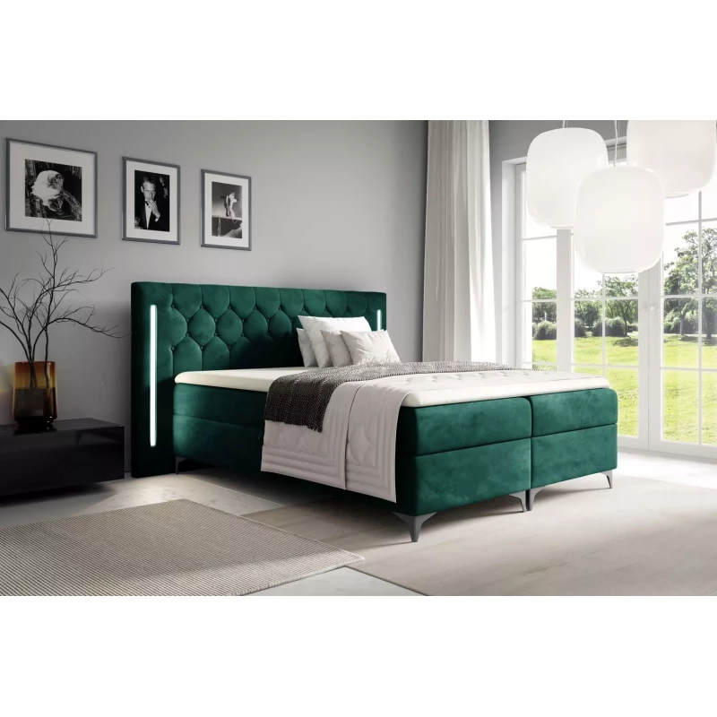 Hochbett ELIANE 120x220 mit LED-Beleuchtung – grün + GRATIS Matratzenauflage