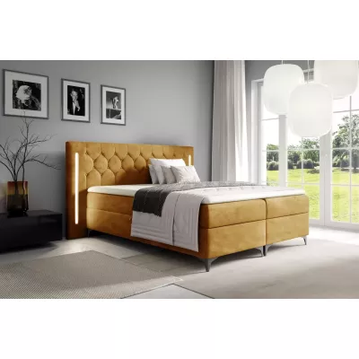 Hochbett ELIANE 120x220 mit LED-Beleuchtung – Honig + GRATIS Matratzenauflage