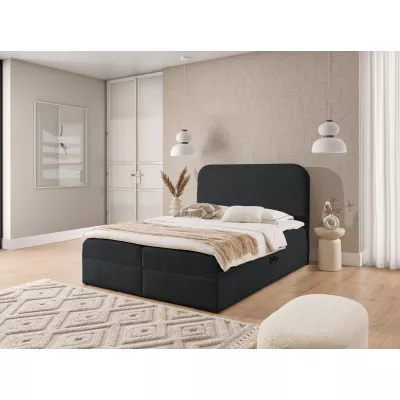 Einzelbett (120x220 cm) GADALUPA - schwarz + Matratzenauflage