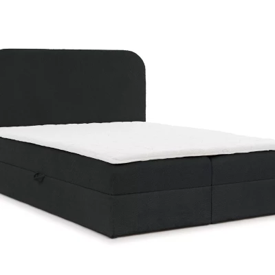 Einzelbett (120x220 cm) GADALUPA - schwarz + Matratzenauflage